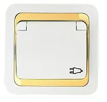 Розетка Mimoza с заземл. и крышкой с зол. вставкой Makel 12229