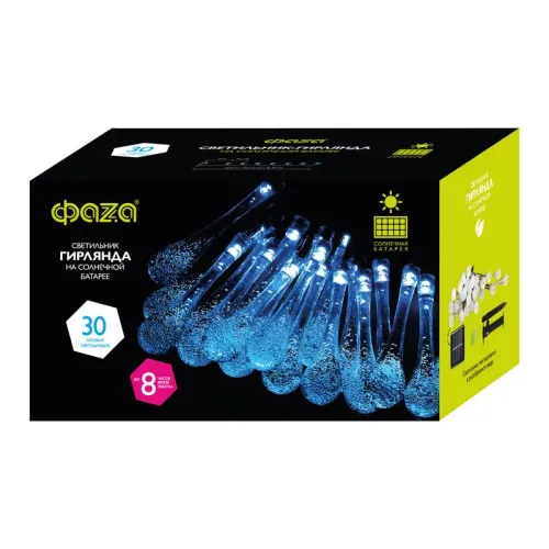 Светильник светодиодный SLR-G08-30B садовый; гирлянда капли син. солнечная батарея ФАZА 5040946 фото 7