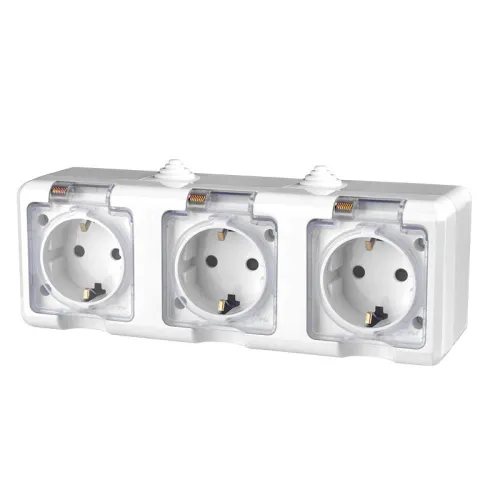 Розетка 3-м ОП Dita 16А IP54 250В с заземл. с прозр. крышкой бел.TOKOV ELECTRIC TKL-DT-R3Z-C01T-IP54 фото 2