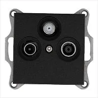 Розетка телевизионная оконечная TV + FM + SAT 3-м Ф9.5мм механизм антрацит Jasmart G6206B