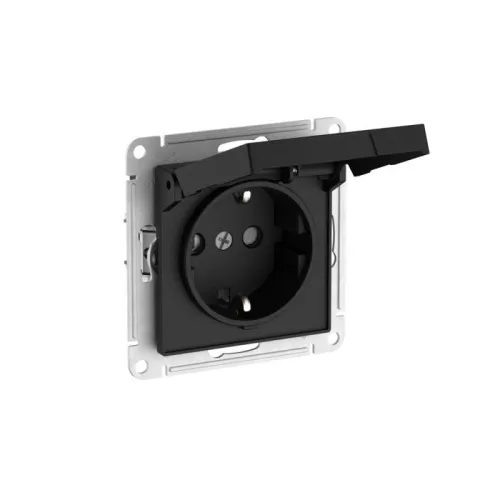 Розетка AtlasDesign 16А IP20 с заземл. защ. шторки с крышкой быстрозажим. клем. механизм карбон SE ATN001046S фото 3