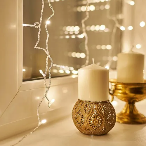 Гирлянда светодиодная "Светодиодный Дождь" 1.5х1.5м 144LED тепл. бел. 12Вт 220-240В IP20 свечение с динамикой с контроллером провод прозр. Neon-Night 235-036 фото 4