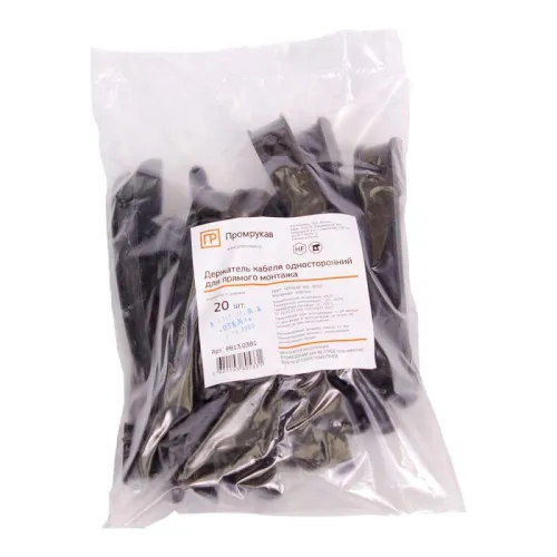 Держатель кабеля односторонний для прямого монтажа (уп.20шт) черн. Промрукав PR13.0381 фото 2