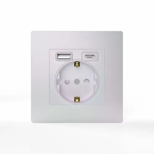 Розетка 1-м СП Pixel IP20 с заземл. с 2-мя заряд. устр. USB тип A+C механизм перламутр. TOKOV ELECTRIC TKE-PX-R1U2AC-C04 фото 4