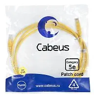 Патч-корд U/UTP кат.5E PC-UTP-RJ45-Cat.5e-2m-YL 2xRJ45/8p8c неэкранир. PVC 2м желт. Cabeus 7678c