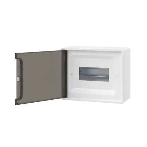 Щиток настенный Фрейм (FRAME) 8 мод. с тонированной дверцей с 2 шинами PEN на 6 и 8 отверст. бел. DKC F08W1WD фото 4