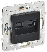 Розетка компьютерная двойн. RJ45 кат.5E SKANDY SK-K03Bl черн. IEK SK-K20-1-K02