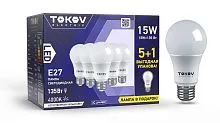 Набор ПРОМО лампа светодиодная 15Вт А60 4000К Е27 176-264В (Promo 5+1 шт) TOKOV ELECTRIC Promo-A60-E27-15-4K