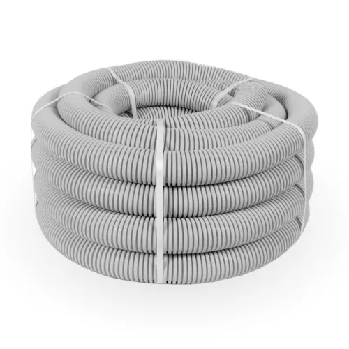 Труба гофрированная ПВХ легкая d40мм с протяжкой 350 Н сер. (уп.15м) Промрукав PR.014231 фото 2