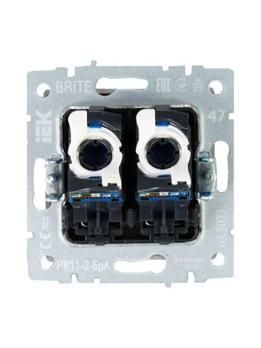 Розетка компьютерная двойн. СП RJ45 кат.6 BRITE РК11-2-БрА механизм алюм. IEK BR-K20-2-K47 фото 5