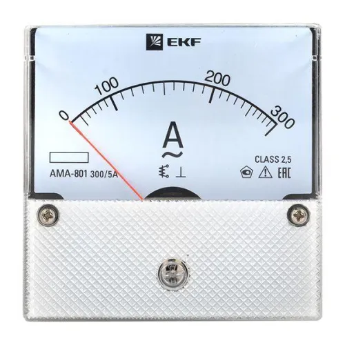 Амперметр аналоговый AM-A801 на панель 80х80 кругл. вырез 300А трансф. подкл. EKF am-a801-300/ama-801-300 фото 4