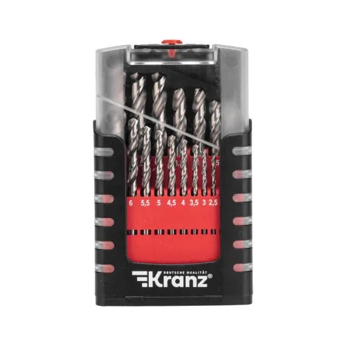 Набор сверл по металлу 1-10мм (через 0.5мм) Р6М5 цилиндрический хвостовик 19шт Kranz KR-91-0635 фото 5