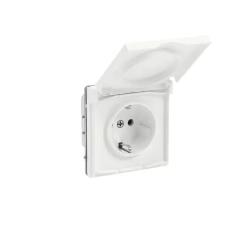 Розетка силовая KANT IP44 2P+E защ. шторки с крышкой бел. магнолия DKC 7000013 фото 3