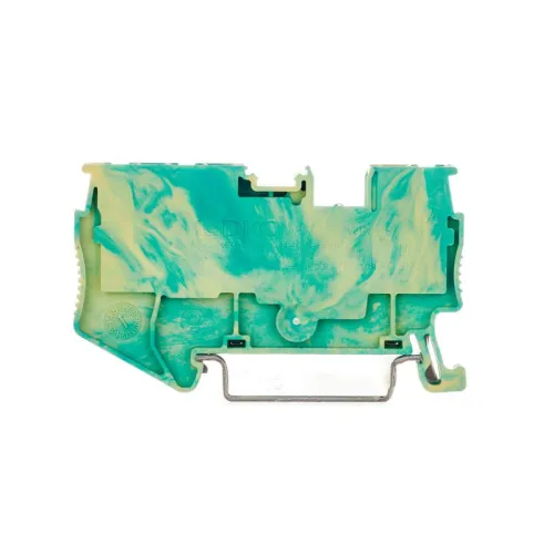 Клемма заземления зажим push-in 3 точки подключения 2.5кв.мм желт./зел. DKC VPR-2.5-TWIN-PE-YG фото 2