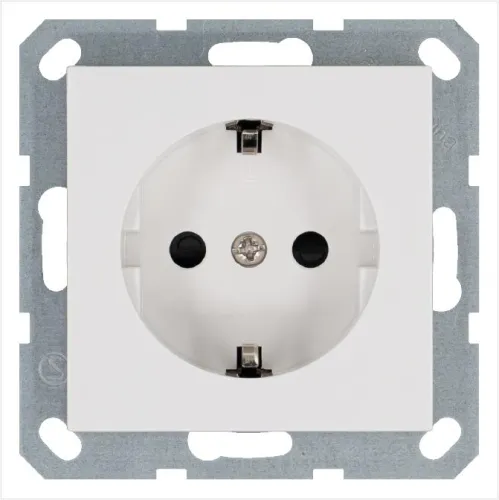 Розетка 1-м Shuko 16А IP20 с заземл. защ. шторки механизм бел. глянцевый Jasmart G5501W