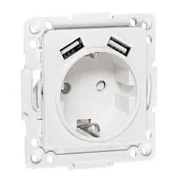 Розетка 1-м СП Стокгольм 16А USB 2A с заземл. защ. шторки винтов. клеммы механизм бел. EKF EYR16-2USB-typeA