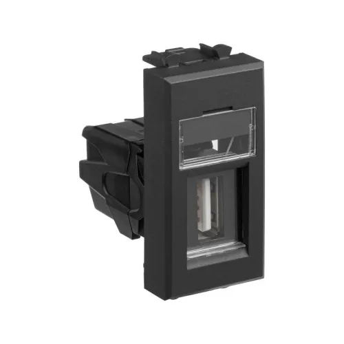 Розетка USB 2.0 1мод. Avanti "Черный матовый" тип А-А модульная DKC 4412401 фото 5