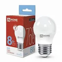 Лампа светодиодная LED-ШАР-VC 8Вт шар 6500К холод. бел. E27 760лм 230В IN HOME 4690612024905