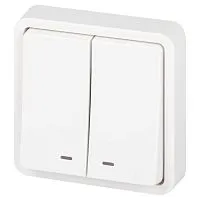 Выключатель Эксперт 11-1525-01 двойн. с подсветкой IP55 10АХ-250В СУ бел. Эра Б0063304