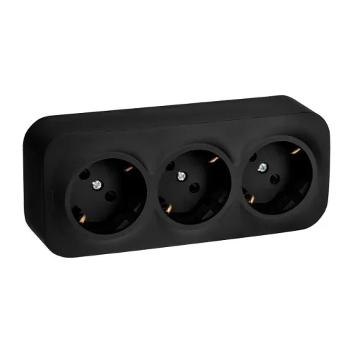 Розетка 3-м ОП Quteo 16А IP20 250В 3х2P+E с заземл. защ. шторки черн. матов. IEK 782473 фото 4