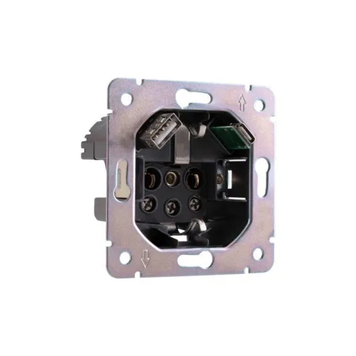 Розетка 1-м СП STRONG MIELE 16А с заземл. защ. шторки с USB A+C быстрой зарядки 5В/3А графит Kranz KR-78-0704-6 фото 5