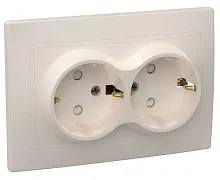 Розетка 2-м СП Кварта РСш12-3-Км 16А IP20 с заземл. защ. шторки керамика крем. GENERICA ERK24-K33-16-K