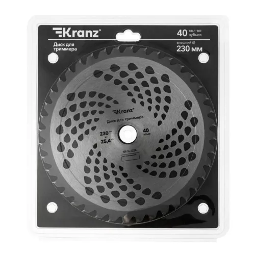 Диск для триммера 230х25.4мм 1.3мм 40зуб. Kranz KR-16-1224 фото 4