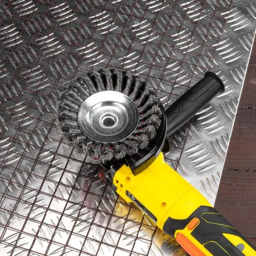 Щетка коническая для УШМ крученая стальная проволока 125мм М14 Kranz KR-91-1203 фото 5