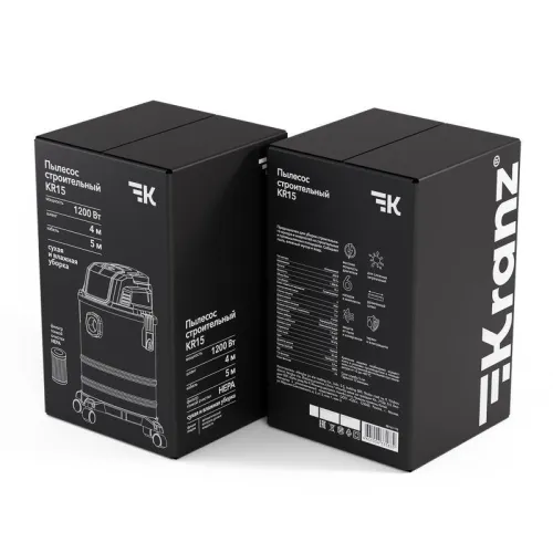 Пылесос строительный KR15 1200Вт 15л 4м Kranz KR-16-1115 фото 6
