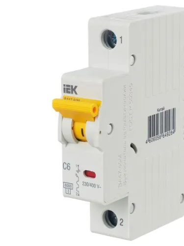 Выключатель автоматический модульный 1п C 6А 6кА ВА47-60M KARAT IEK MVA31-1-006-C фото 4