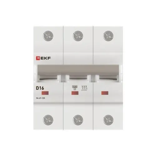 Выключатель автоматический 3п D 16А 15кА ВА 47-125 PROxima EKF mcb47125-3-16D фото 4