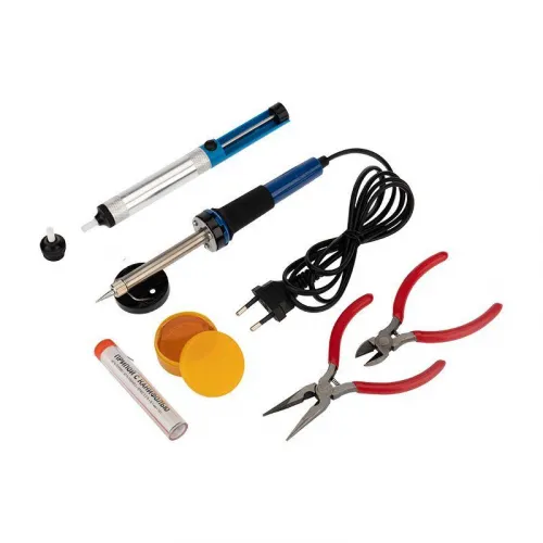 Набор для пайки №13 (паяльник 30Вт подставка губка для удаления припоя канифоль припой) Rexant 12-0166 фото 13