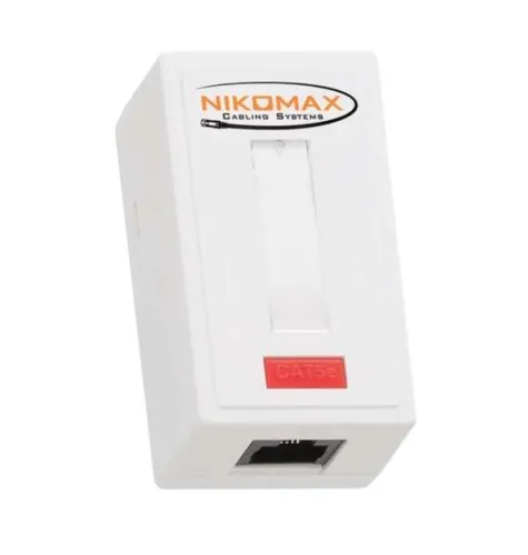 Розетка 1 порт кат.5E (класс D) 100МГц RJ45 (8P8C) 110/KRONE T568A/B на печатной плате неэкранир. бел. NIKOMAX NMC-WO1UD2-WT