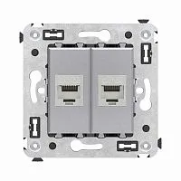 Розетка компьютерная 2-м СП Avanti "Закаленная сталь" RJ45 кат.6A без шторок экранир. механизм DKC 4404774