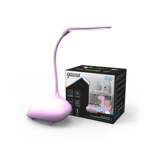 Светильник светодиодный настольный Qplus 6Вт 2700-6000К 330лм 5В аккум. Li-ion 1200мА.ч диммир. детский роз. GAUSS GT7014 фото 4