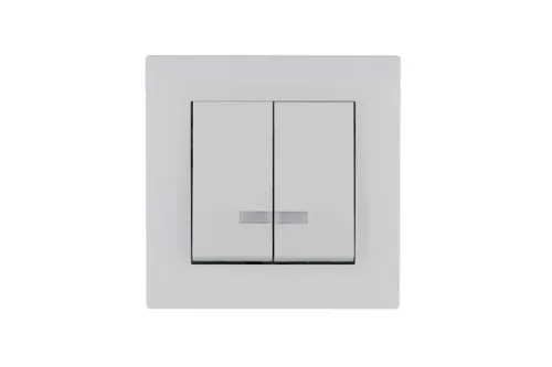 Выключатель 2-клав. с подсветкой Karea RIZZ бел. Makel 88001023