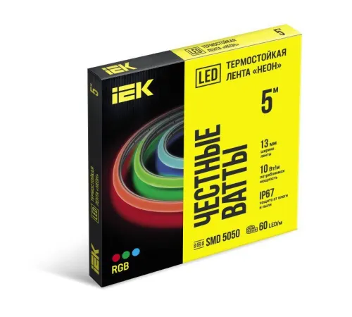 Лента светодиодная "неон" термостойкая 5м 5050-60LED 10Вт/м IP67 13мм 24В RGB IEK LSR7-3-060-67-2-05