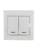 Выключатель 2-кл. СП Mira 10А IP20 с подсветкой с бел. вставкой бел. LEZARD 701-0202-112