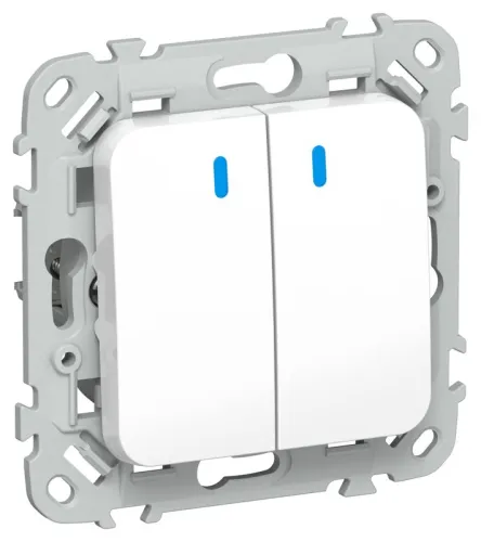 Выключатель 2-кл. СП FLITE ВС12-1-1-ФлБ 10А с индикацией механизм бел. IEK FI-V20-1-10-1-K01