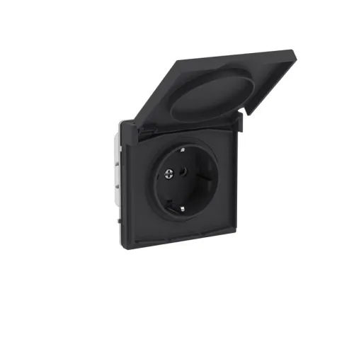 Розетка силовая KANT IP44 2P+E защ. шторки с крышкой черн. уголь DKC 7012013 фото 3
