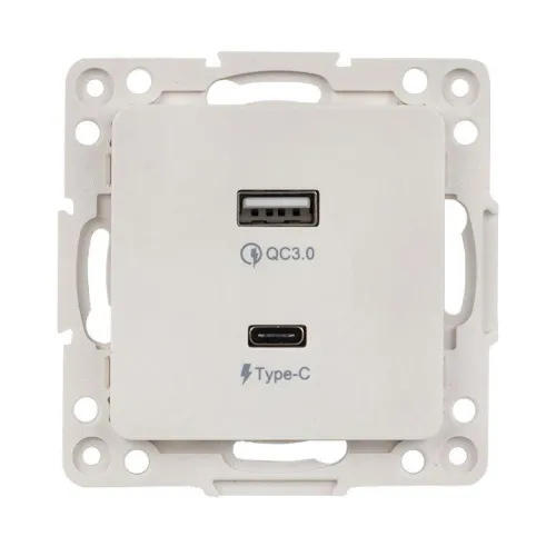 Розетка USB 2-м Стокгольм тип A+C механизм бел. PROxima EKF EYR-2USB-type-C фото 4