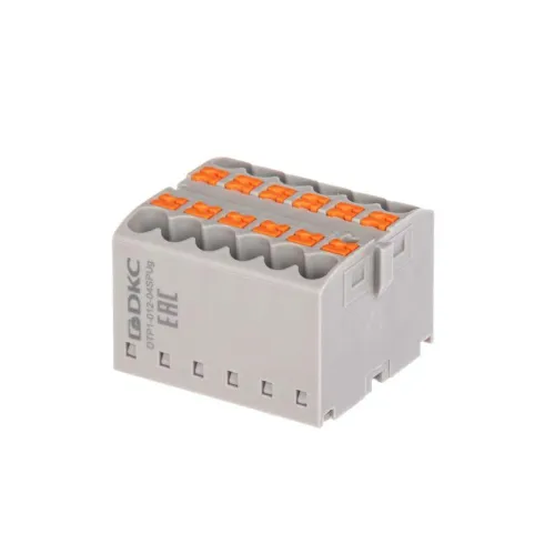 Блок распределительный зажим push-in 12 точек подключения 25кв.мм сер. DKC DTP1-012-04SPUG