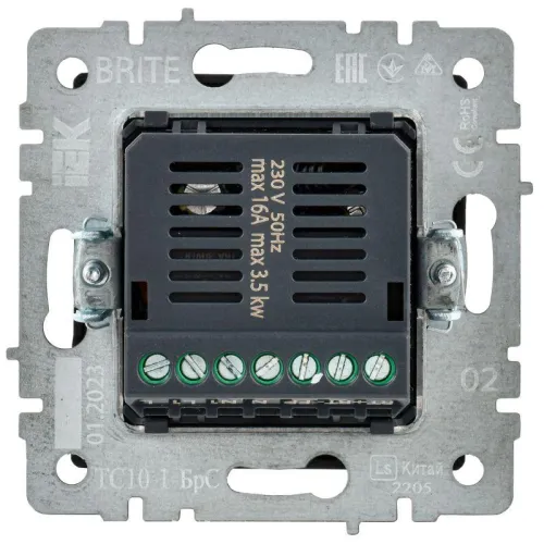 Термостат электронный с индик. BRITE СП IP20 ТС10-1-БрС механизм сталь IEK BR-RT11-K46 фото 6