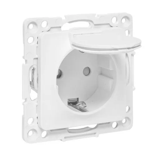 Розетка 1-м СП Стокгольм 16А IP44 с заземл. защ. шторки с крышкой механизм бел. PROxima EKF EYR16-028-10-44 фото 7