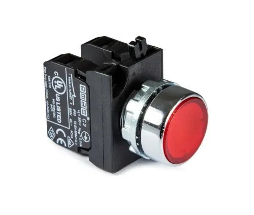 Кнопка с подсветкой-светодиод CM162DК (1НО+1НЗ) красн. EMAS CM162DK