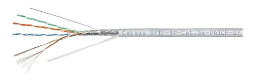 Кабель витая пара SF/UTP кат.5E 4х2х24AWG patch PVC нг(А)-LS SFTP-4P-Cat.5e-PATCH-GY сер. (уп.305м) Cabeus 7260c фото 2