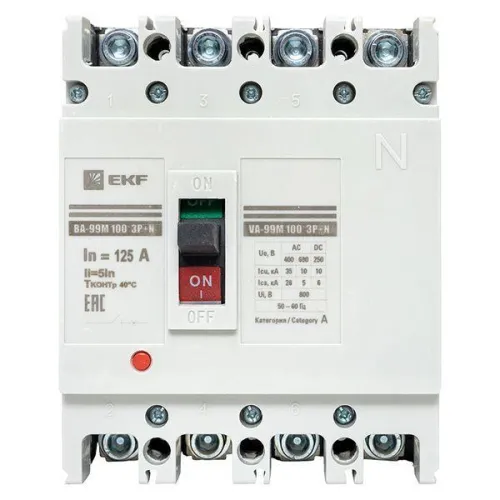Выключатель автоматический 4п 100/125А 5In 35кА ВА-99М PROxima EKF mccb99-4P5In100-125m фото 2