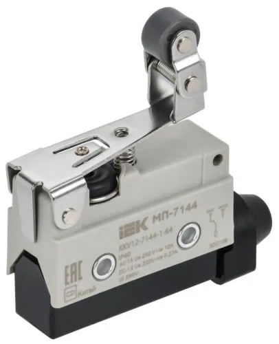 Микропереключатель концевой МП-7144 укор. рычаг с рег. рол. IP40 IEK KKV12-7144-1-64