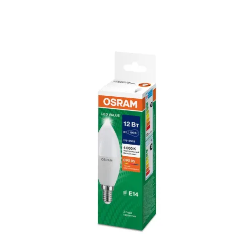 Лампа светодиодная LED G4 Value LVCLB100 12W/940 CRI95 12Вт 4000К 1200лм свеча матов. E14 170-250В OSRAM 4099854308697 фото 6