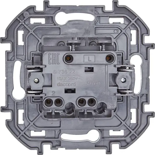 Выключатель 2-кл. Inspiria 10А IP20 250В 10AX механизм алюм. IEK 673622 фото 2